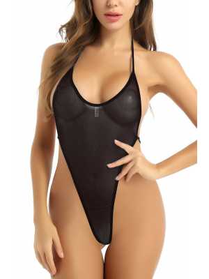 Kadın Siyah Seksi İç Çamaşırı Fantezi Gecelik Babydoll