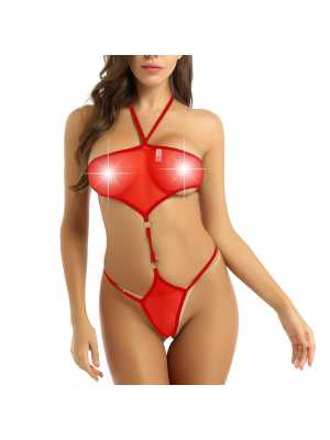 Liona Tüllü Kırmızı Bayan Fantazi Gecelik