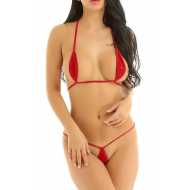 Liona Büyük Beden Mikro Bikini Kırmızı Fantezi İç Çamaşırı Takımı