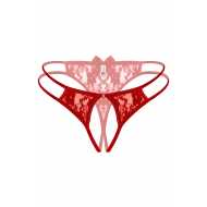 Liona Kırmızı Dantelli Önü Açık Fantezi Külot