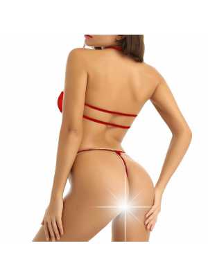 Liona Tüllü Kırmızı Bayan Fantazi Gecelik